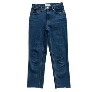 Everlane Womens Jeans 24 Blue The Original Cheeky Jean Crop Stretch Raw Hem